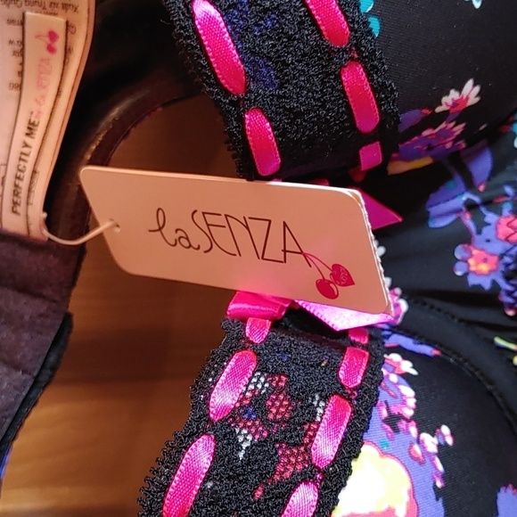 NWT BLACK MULTI FLORAL LA SENZA PERFECTLY ME PUSH UP BRA 34B - Picture 7 of 12